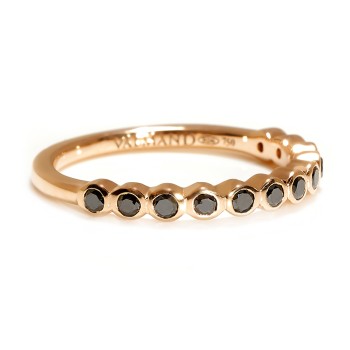 18K Rose Gold Semi Eternity Ring with Black Diamonds - model i4680