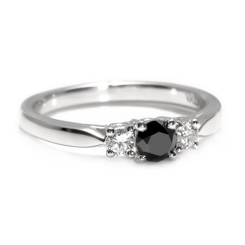 18k Gold or Platinum Engagement Ring with Black Diamond and Diamonds - model i025