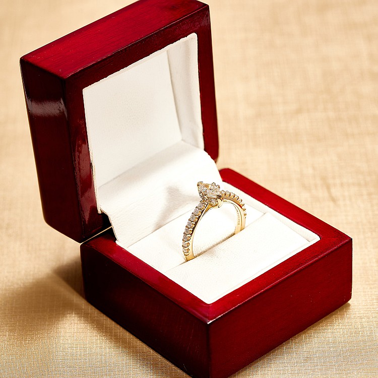 Side - Stone Engagement Ring in 18K White Gold with GIA Certified Colorless Marquise Diamond - model i1050