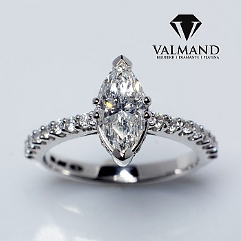 Bague de fiançailles en or 18 carats ou en platine avec diamant marquise certifié GIA de 1,00 ct - modèle i1050