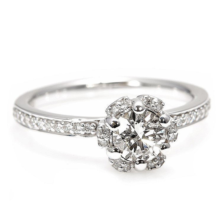 Bague de fiançailles en or avec diamant central certifié GIA de 0,30 ct ou 0,40 ct et diamants secondaires - modèle i121997