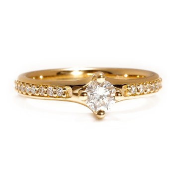 Anillo de compromiso de oro con diamante central certificado por el GIA de 0,30 o 0,40 ct y diamantes secundarios - modelo i122392