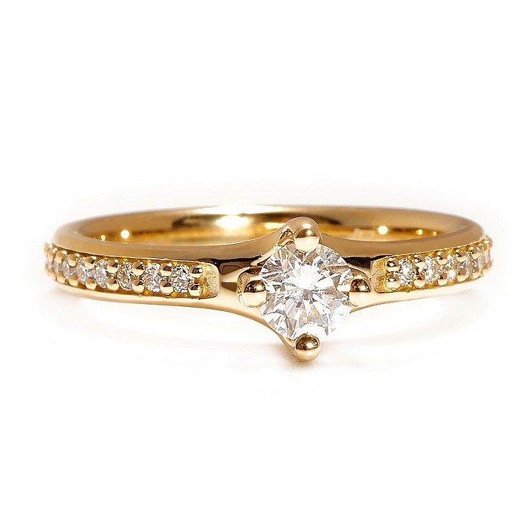 Anillo de compromiso de oro con diamante central certificado por el GIA de 0,30 o 0,40 ct y diamantes secundarios - modelo i122392