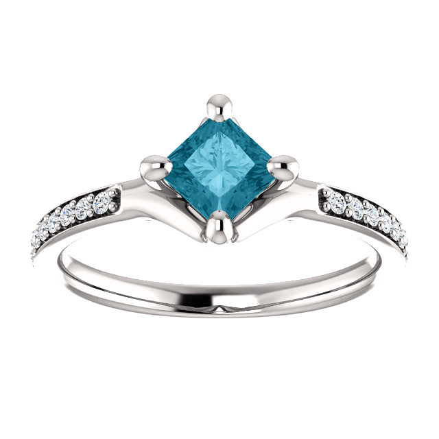 Anello di fidanzamento i122392DbDi in Oro con Diamante Blu e Diamanti