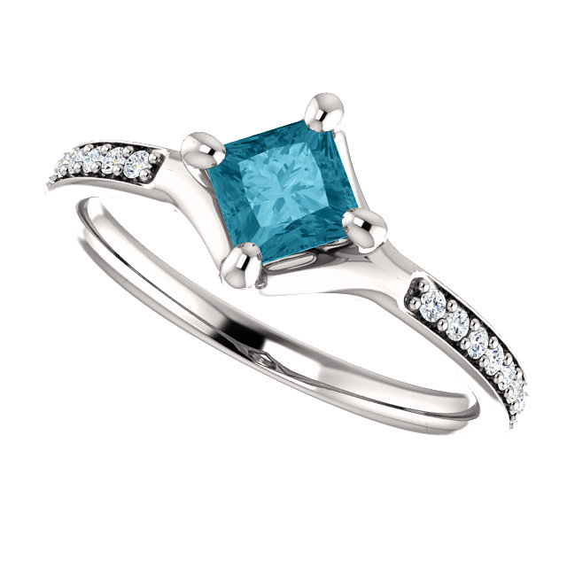 Anello di fidanzamento i122392DbDi in Oro con Diamante Blu e Diamanti