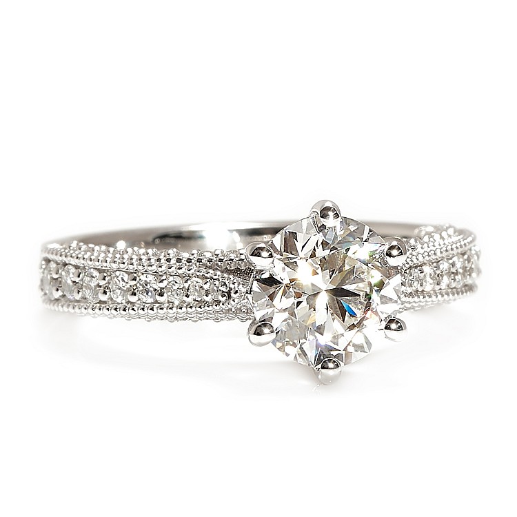 Bague de fiançailles en or avec diamant certifié GIA de 1,00 ct et diamants secondaires - modèle i122474