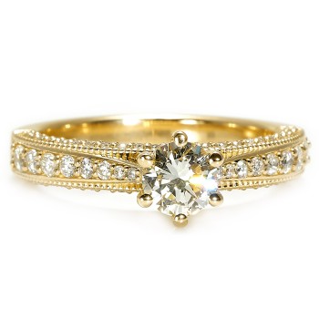 18k Gold or Platinum Engagement Ring with GIA Certified Central Diamond 0.30ct or 0.40ct and Secondary Diamonds - model i122474