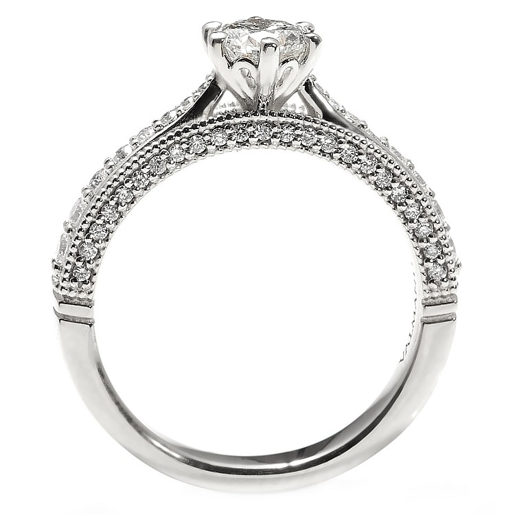 Bague de fiançailles en or avec diamant central certifié GIA de 0,50 ct ou 0,70 ct et diamants secondaires - modèle i122474