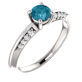 Anello di fidanzamento i122701DbDi in Oro con Diamante Blu e Diamanti