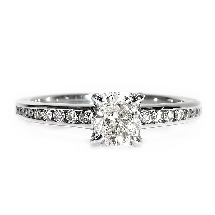 Bague de fiançailles SideStone en or avec diamant coussin certifié GIA de 0,50 ct ou 0,70 ct - modèle i122866