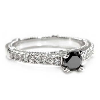 Verragio engagement ring in 18k White Gold with Black Diamond and Diamonds - model i636