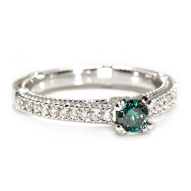 Verragio Gold Model Engagement Ring with Blue Diamond and Colorless Diamonds i636DbDi