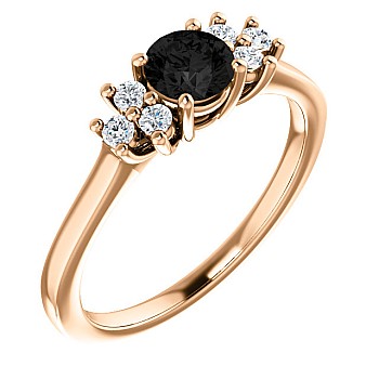 18k Gold or Platinum Engagement Ring with Black Diamond and Diamonds - model i71604