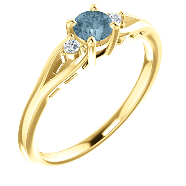 Engagement ring i71843DbDI in Gold with Blue Diamond and Colorless Diamonds