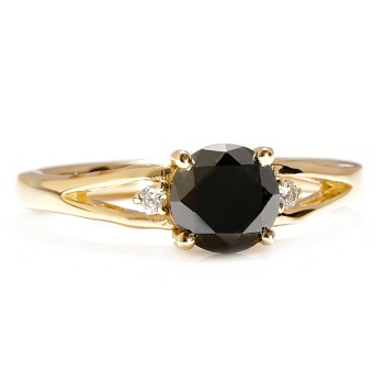 18k Gold or Platinum Engagement Ring with Black Diamond and Colorless Diamonds - model i71843