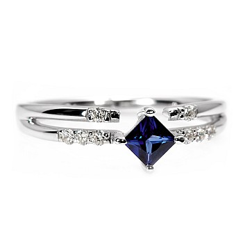 18k Gold or Platinum Engagement Ring with Sapphire and Diamonds - model i882