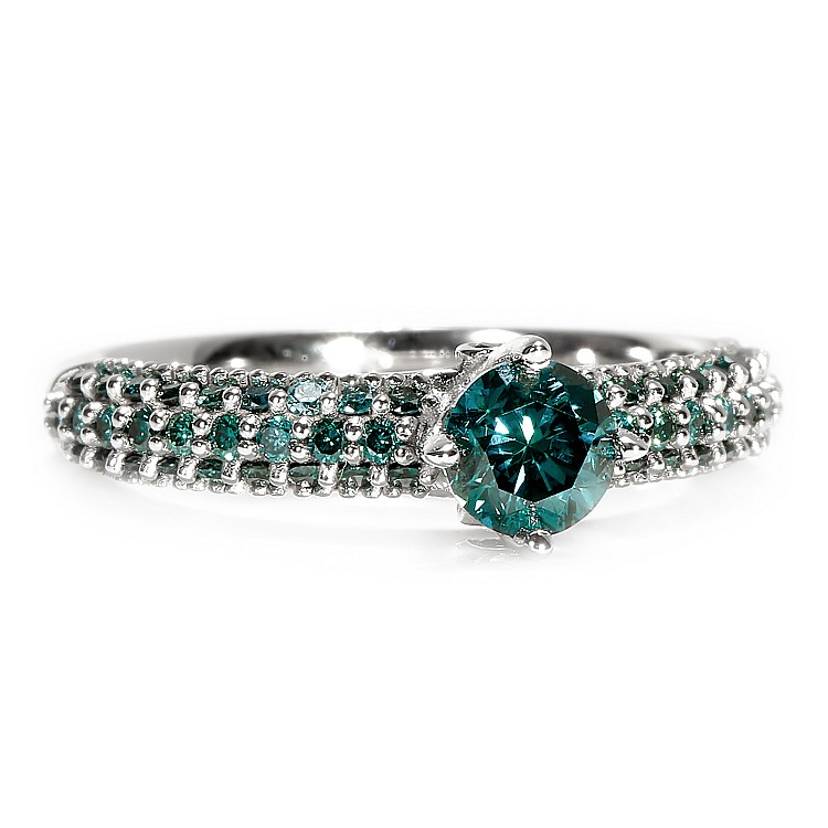 Gold Engagement Ring with Blue Diamonds i906Dbdb