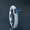 18k White Gold Sidestone Engagement Ring with Blue Diamond i906DbDi