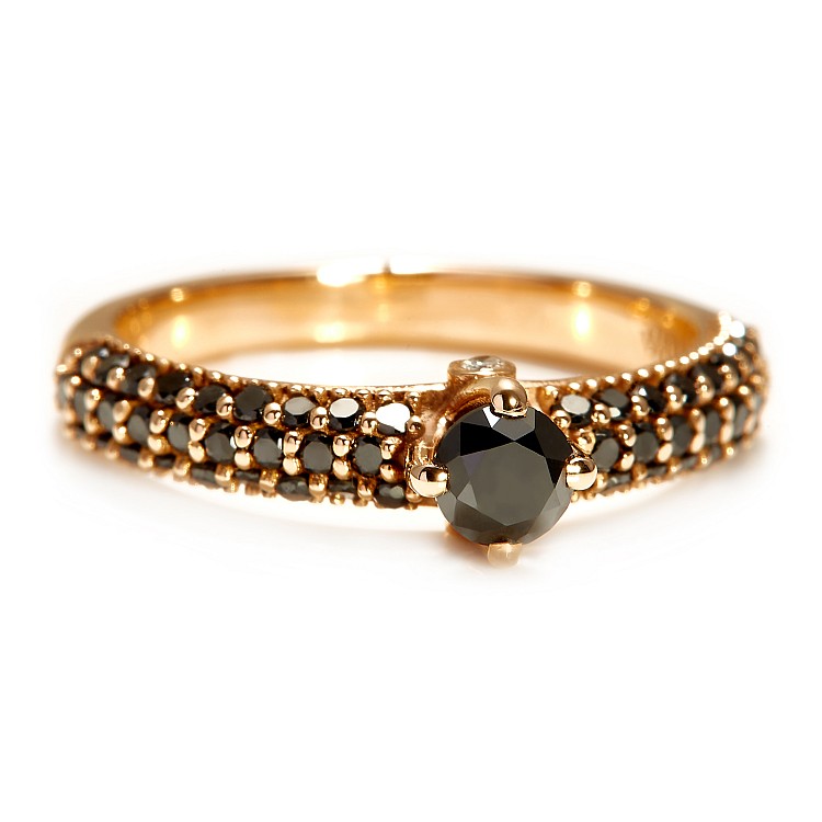 i906DnDn Gold Engagement Ring with Black Diamonds