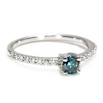 18k Gold or Platinum Engagement Ring with Blue Diamond and Diamonds - model i1221908