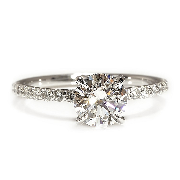 Side-Stone 18K White Gold Engagement Ring with 1.00ct IGI Certified Lab Grown Diamond Center - model i4007