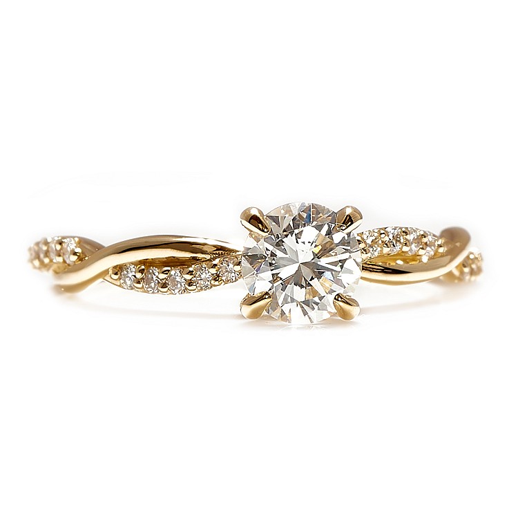 Bague de fiançailles en or 18 carats ou en platine avec diamant central certifié GIA de 0,30 ct ou 0,40 ct et diamants secondaires - modèle i4644