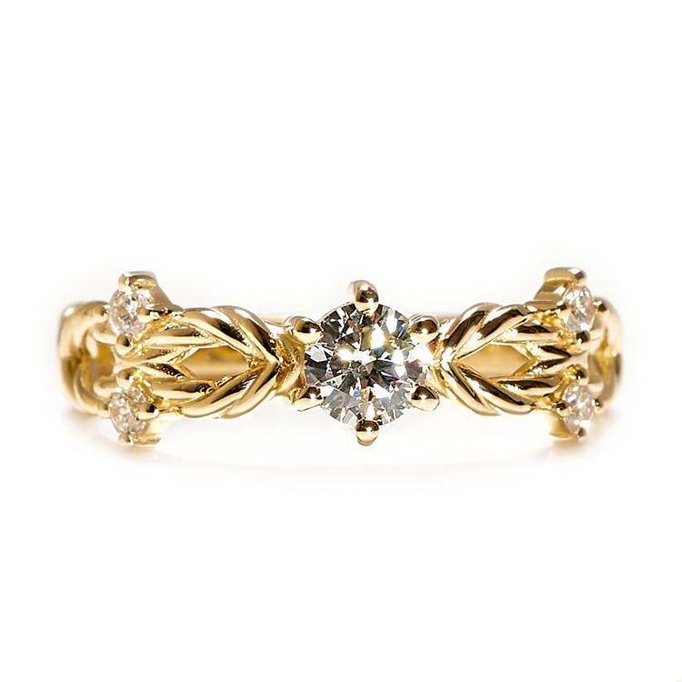 14k Gold Twisted Design Engagement Ring with Diamond - model i059