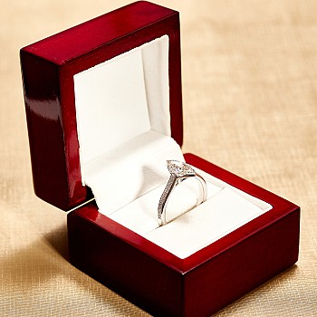 Side - Stone Engagement Ring in 18K White Gold with 1.00ct GIA Certified Colorless Marquise Diamond - model i4718