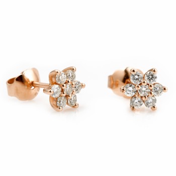 Gold snowflake earrings with diamonds - model c652