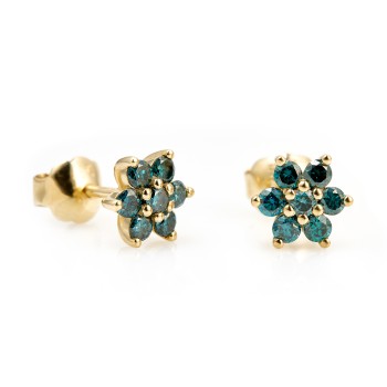 Gold Earrings with Blue Diamonds - model c652