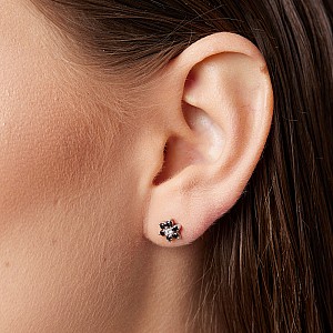 14k White Gold Earrings with Colorless Diamonds and Black Diamonds c652didn