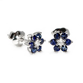 Boucles d'oreilles en or ou en platine avec diamants et saphirs incolores - modèle c652