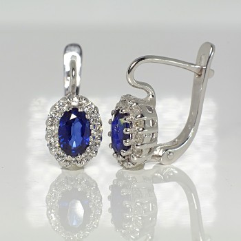 Gold Earrings with Sapphires and Diamonds - model c072