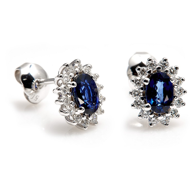 Boucles doreilles en or avec saphirs et diamants - modèle c042