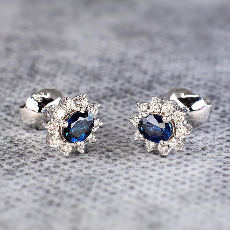 Earrings c042006sfdi in Gold with Sapphires and Diamonds