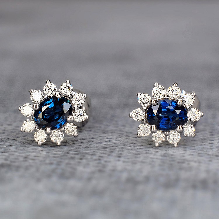 Earrings c042006sfdi in Gold with Sapphires and Diamonds