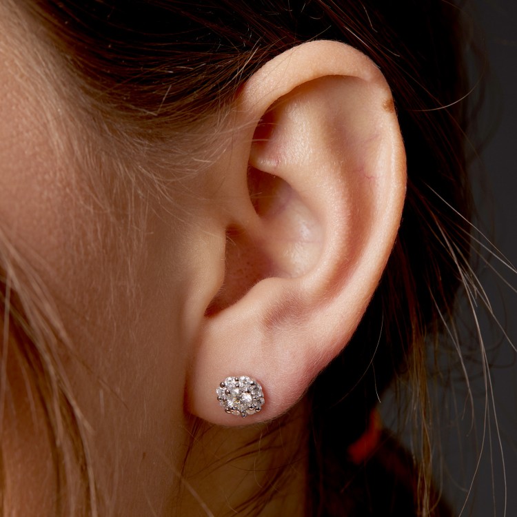 Halo Platinum Earrings with Colorless Diamonds - model c122092