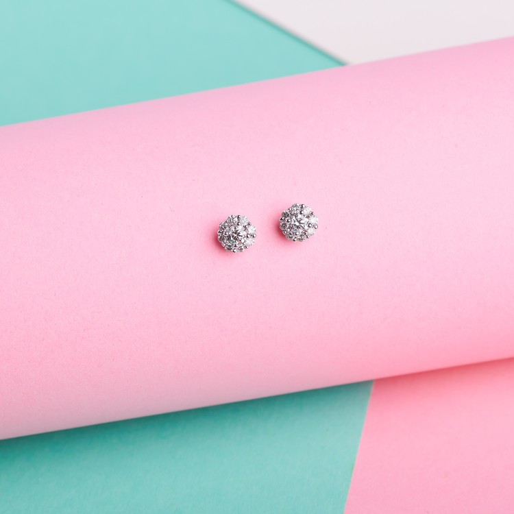 Halo Platinum Earrings with Colorless Diamonds - model c122092