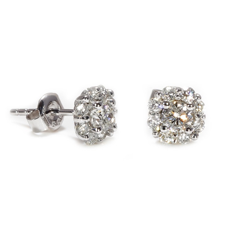 Halo Platinum Earrings with Colorless Diamonds - model c122092