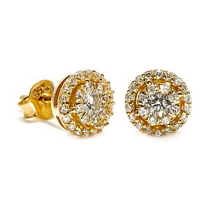 14k Yellow Gold Entourage Earrings with Colorless Diamonds c1647Didi