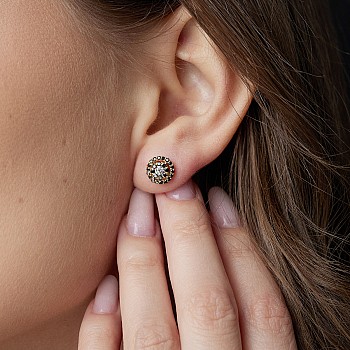 Gold or Platinum Earrings with Colorless and Black Diamonds - model c1647