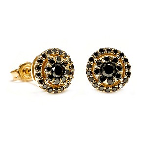 14k Yellow Gold Earrings with Black Diamonds c1647dndn