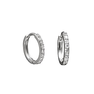 14k White Gold Round Earrings with Natural Diamonds c1951Didi