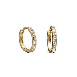 14k Yellow Gold Small Round Earrings with Natural Diamonds c1951Didi