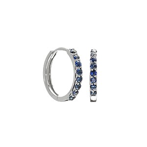 14k White Gold Creole Earrings with Natural Sapphires c1951Sf