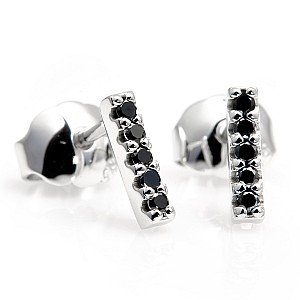 Stud Earrings in Gold or Platinum with Natural Black Diamonds c1975Didn