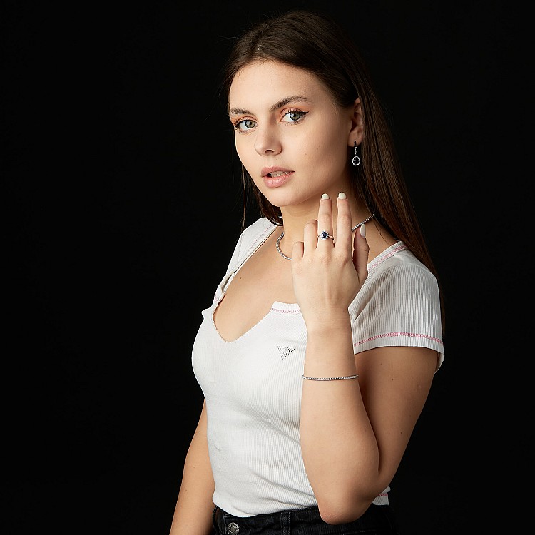 Earrings c2320sfpdi in Gold with Pearl Sapphires and Diamonds