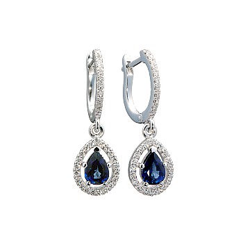 Gold Earrings with Sapphires and Diamonds - model c2320