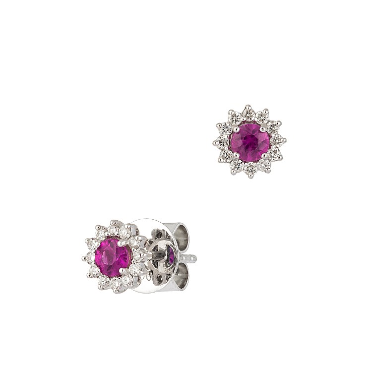 Boucles doreilles en or avec rubis et diamants - modèle c2470