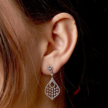 Tear Drop Earrings in Gold with Diamonds - model c2760